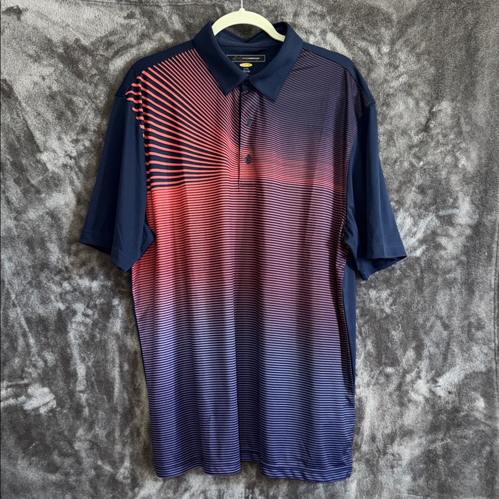 Greg Norman Collection Navy and Orange Gradient Polo